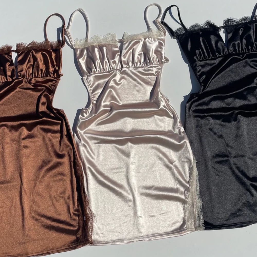 Baddieville champagne nude dress silky sinful sexy